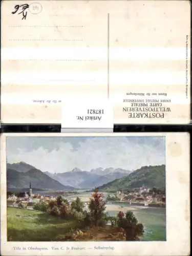 187821,Künstler AK J. Huttegger Tölz in Oberbayern Totale