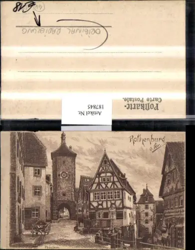 187845,Rothenburg o. Tor Plönlein Ortsansicht Turm Original Radierung