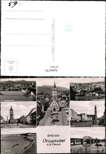 187865,Gruß aus Deggendorf a. d. Donau Totale Rathaus Stadtplatz Brücke Donau Mehrbildkarte