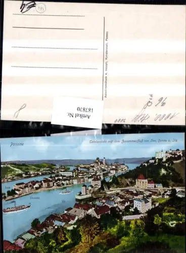 187870,Passau Totale m. d. Zusammenfluss v. Inn Donau u. Ilz