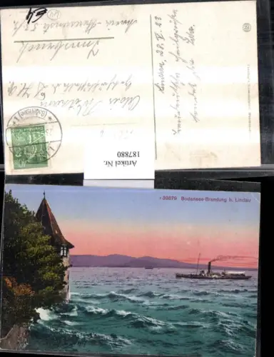187880,Bodensee Brandung b. Lindau Dampfschiff Turm