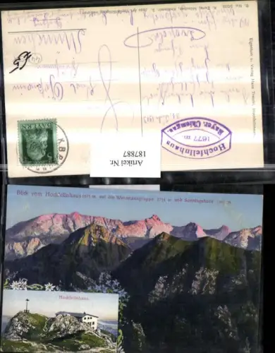 187887,Blick v. Hochfellnhaus auf d. Watzmanngruppe u. Sonntagshorn Chiemgau Mehrbildkarte