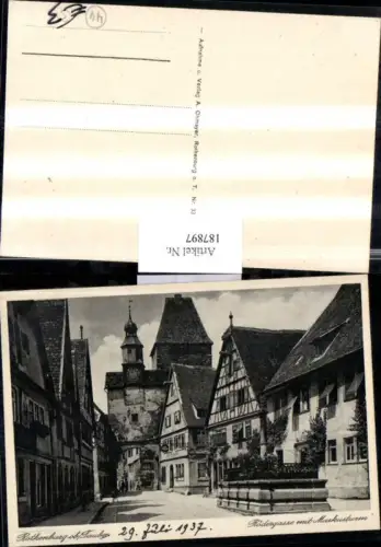187897,Rothenburg ob Tauber Rödergasse m. Markusturm Straßenansicht