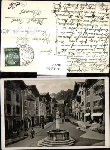 187935,Berchtesgaden Marktplatz Brunnen Straßenansicht