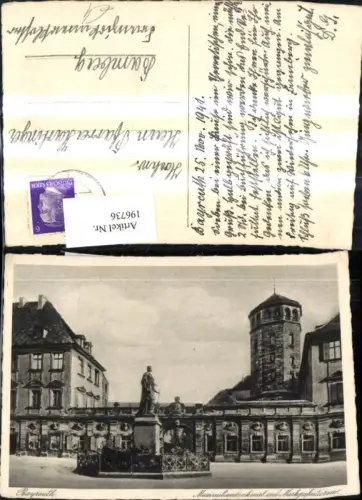 196736,Bayreuth Maximiliandenkmal u. Markgrafenturm Denkmal Statue