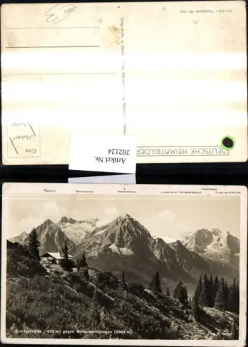 202124,Hochlandhütte geg. Wettersteingruppe b. Mittenwald Dreitorspitze Wettersteinspitze Zugspitze Alpspitze