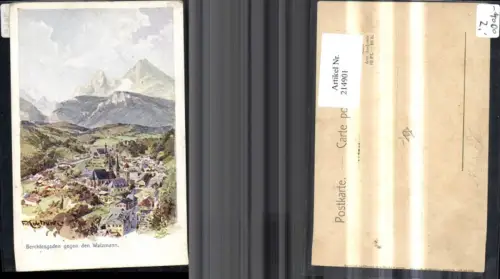 214901,Künstler Litho F. Kulstrunk Berchtesgaden geg. d. Watzmann