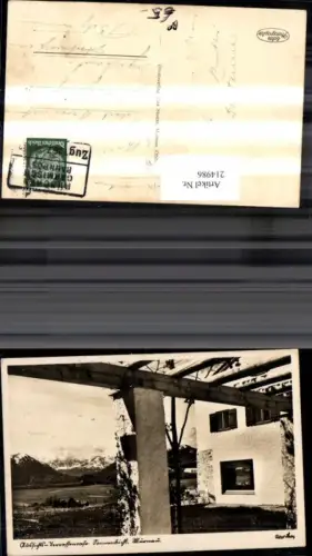 214986,Foto Ak Ausblick Terrassencafe Murnau Staffelsee Bahnpost München Garmisch Zug 1367