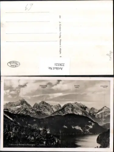 228321,Hohenschwangau b. Füssen Alpsee m. Gernspitze Köllespitze Schlicke u. Vilserkögel