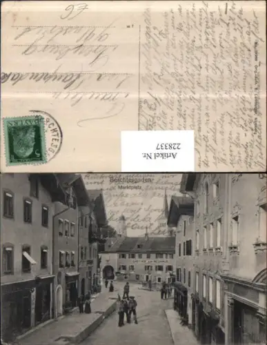 228337,Berchtesgaden Marktplatz Straßenansicht Gasthof zum Neuhaus Brunnen
