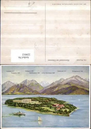 229012,Künstler AK Chr. Waechter Herreninsel im Chiemsee Totale m. Hochfelln Hochkalter Hochplatte