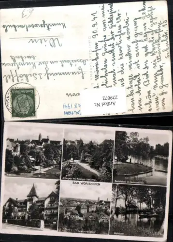 229072,Bad Wörishofen Totale Kasino Anlagen m. Denkmal Badeleben Parkhotel Waldsee Mehrbildkarte