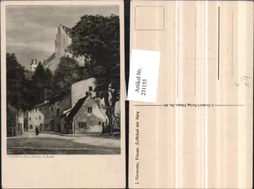 231155,Künstler AK J. Neumann Füssen Zollhäusl m. Burg
