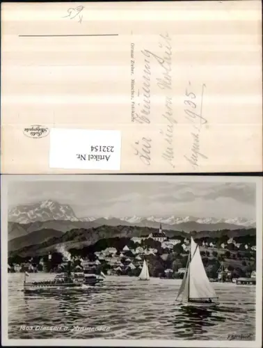 232154,Künstler AK F. Bernhard Diessen am Ammersee Totale Dampfer Segelboote