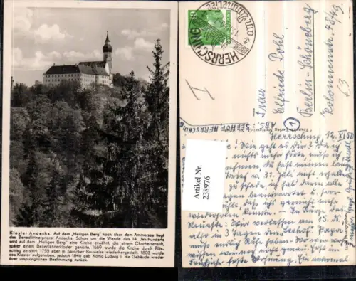 238976,Kloster Andechs auf d. Heiligen Berg über d. Ammersee Text