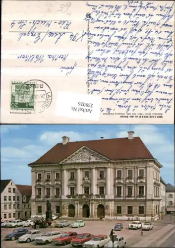 239026,Lauingen an d. Donau Rathaus m. Alb. Magnus-Denkmal VW-Käfer