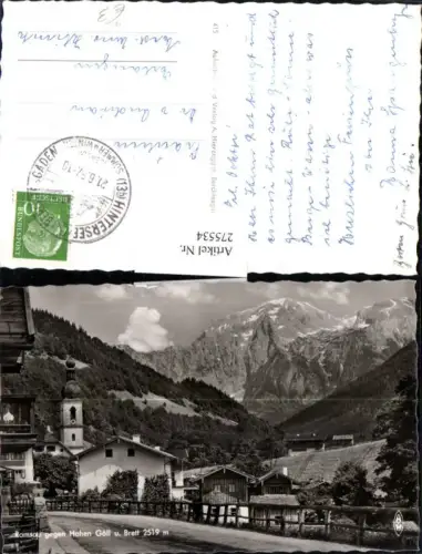 275534,Ramsau b. Berchtesgaden Straßenansicht Kirche geg. Hohen Göll u. Brett Bergkulisse