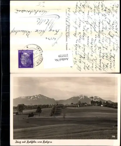 275729,Ising b. Seebruck Teilansicht Kirche m. Hochfelln u. Hchgern Bergkulisse