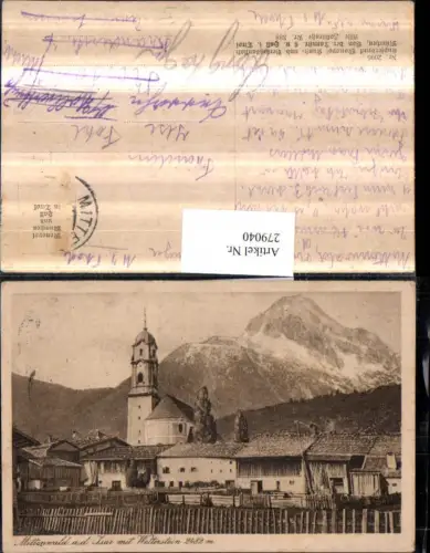 279040,Mittenwald an d. Isar Kirche m. Wetterstein Bergkulisse