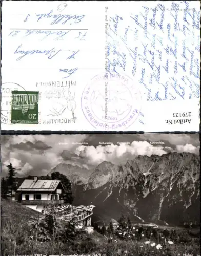 279123,Kranzberghaus geg. Karwendelgebirge Bergkulisse pub H. Huber
