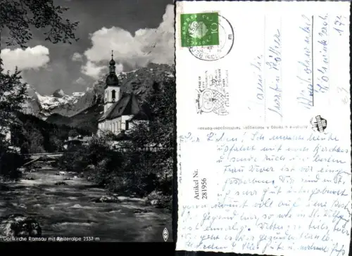 281956,Ramsau b. Berchtesgaden Dorfkirche Kirche m. Reiteralpe Bergkulisse
