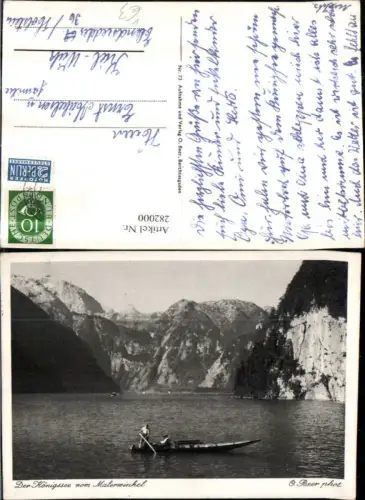 282000,Königssee See vom Malerwinkel b. Schönau Bergkulisse Ruderboot pub O. Beer 73