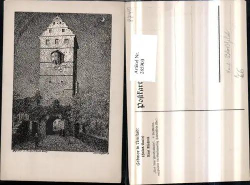 285900,Künstler AK Karl Bloßfeld Neustadt an d. Saale Hohntor Tor Turm