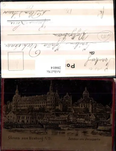 286014,Schillerkarte Gruß aus Neuburg an d. Donau Schloss u. Donaupartie