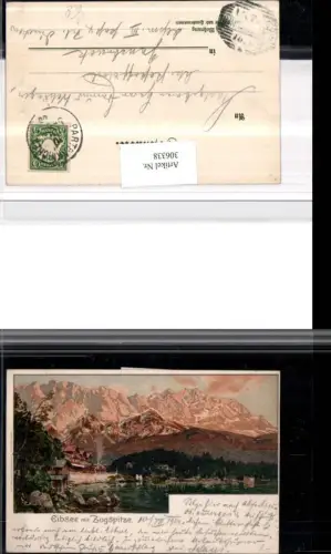 306338,Künstler Litho Eibsee See b. Grainau m. Zugspitze Bergkulisse