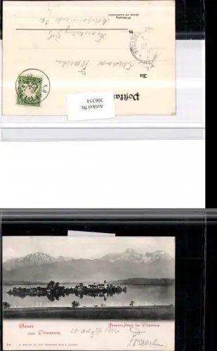 306354,Gruß vom Chiemsee Frauen-Insel Totale Bergkulisse