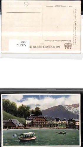 306391,Künstler AK Berchtesgaden Hotel Schiffmeister Boot Bergkulisse pub Wiedemann Wiro 2415A
