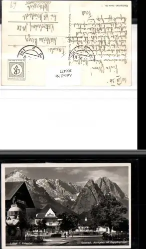 306427,Garmisch Marktplatz Rathaus m. Zugspitzgruppe Bergkulisse