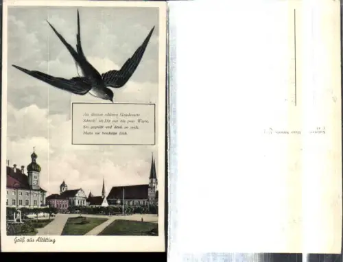 308376,Gruß aus Altötting Kirchen Schwalbe Text Spruch