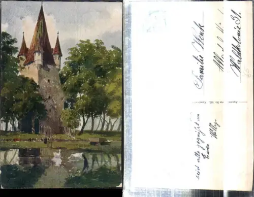 308377,Künstler AK Augsburg Fünfgrat-Turm pub Karl Alber-Specht 542