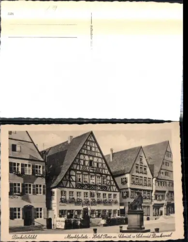 308465,Dinkelsbühl Marktplatz Hotel Rose u. Schmid-Denkmal