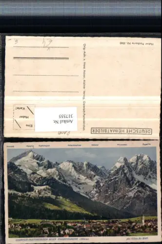 317555,Garmisch-Partenkirchen Totale geg. Zugspitzgruppe Bergkulisse pub H. Huber 8040