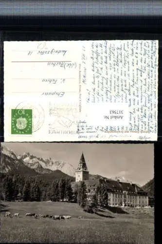 317563,Schloss Elmau b. Krün m. Dreitorspitze Bergkulisse