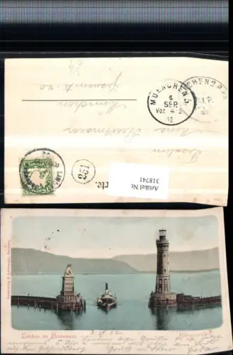 318741,Lindau im Bodensee Hafeneinfahrt Dampfer Leuchtturm