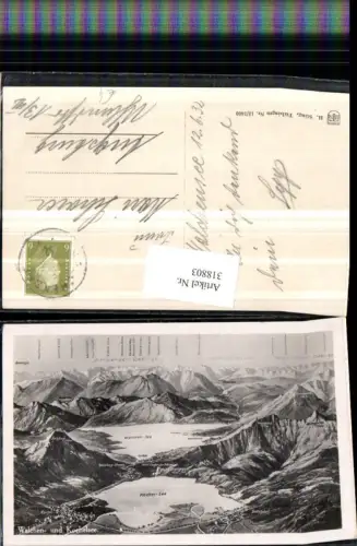 318803,Walchen- und Kochelsee aus d. Vogelschau Kochel Schlehdorf Walchensee