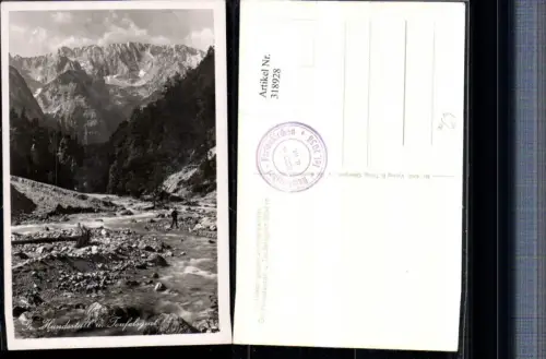 318928,Partenkirchen Partnach geg. Zunderkamm Großer Hundsstall u. Teufelsgrat Bergkulisse