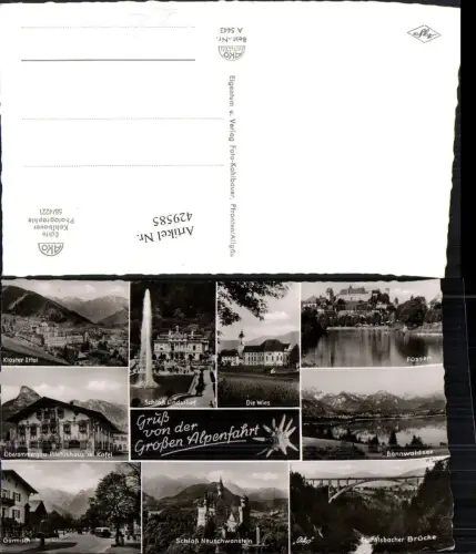 429585,Kloster Ettal Oberammergau Garmisch Füssen Neuschwanstein Mehrbildkarte
