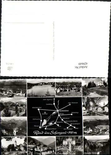 429649,Schongau u. Umgebung Landkarte Füssen Rottenbuch Schloss Mehrbildkarte