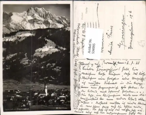 534095,Foto Ak Garmisch Garmisch-Partenkirchen m. Dreitorspitze pub Huber 261