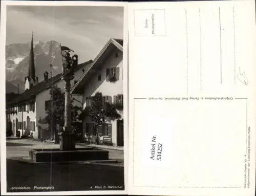 534252,Foto Ak Partenkirchen Garmisch-Partenkirchen Florianplatz Brunnen