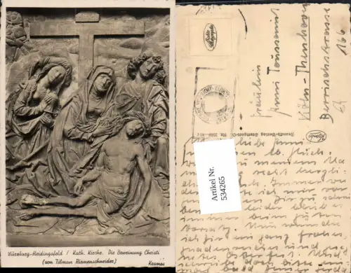 534265,Foto Ak Würzburg Heidingsfeld Kath. Kirche Die Beweinung Christi Tilman Riemenschneider