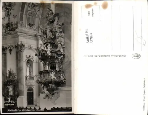 557891,Foto Ak Ottobeuren Klosterkirche Kanzel Kirche Religion