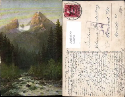 558057,Künstler Ak H. Schnabel Watzmann Berchtesgaden