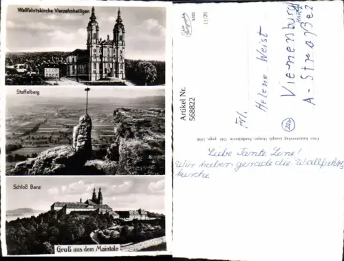 568822,Mehrbild Ak Maintale Wallfahrtskirche Vierzehnheiligen Staffelberg Schloß Banz b. Bamberg