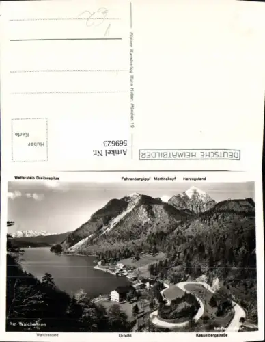 569623,Am Walchensee Kochel am See Kesselbergstraße Gipfelkarte pub N. Huber 656