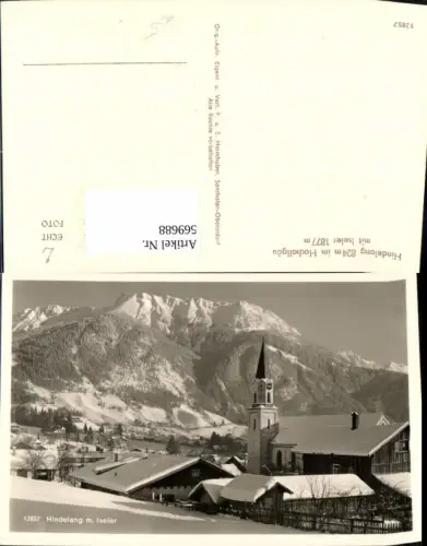 569688,Foto Ak Hindelang m. Iseler Winteransicht m. Kirche